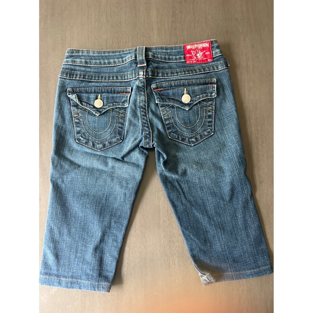 True Religion Joey Medium Wash Denim Bermuda Shorts Women Size Mid-Rise USA 26